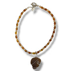 Beaded Necklace with Wired Seaglass handmade - Made by Saloly