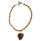Beaded Necklace with Wired Seaglass handmade - Made by Saloly