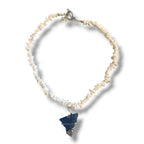 Beaded Necklace with Wired Seaglass handmade - Made by Saloly