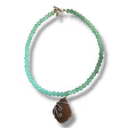 Beaded Necklace with Wired Seaglass handmade - Made by Saloly