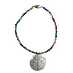 Beaded Shell Pendant Necklace with Pearls handmade - Made by Saloly