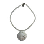 Beaded Shell Pendant Necklace with Pearls handmade - Made by Saloly