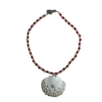 Beaded Shell Pendant Necklace with Pearls handmade - Made by Saloly