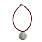 Beaded Shell Pendant Necklace with Pearls handmade - Made by Saloly