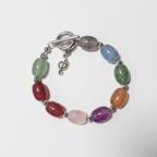 Gemstone Beaded Bracelet with Silver Charm handmade - Made by Saloly