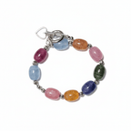 Gemstone Beaded Bracelet with Silver Charm handmade - Made by Saloly