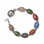 Gemstone Beaded Bracelet with Silver Charm handmade - Made by Saloly