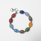 Gemstone Beaded Bracelet with Silver Charm handmade - Made by Saloly
