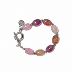 Gemstone Beaded Bracelet with Silver Charm handmade - Made by Saloly