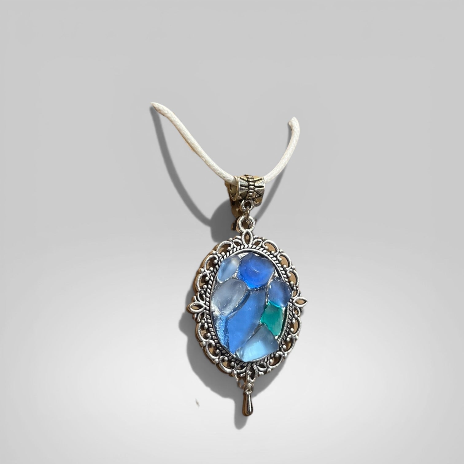 Ornate Seaglass Mosaic Necklace handmade - Made by Saloly