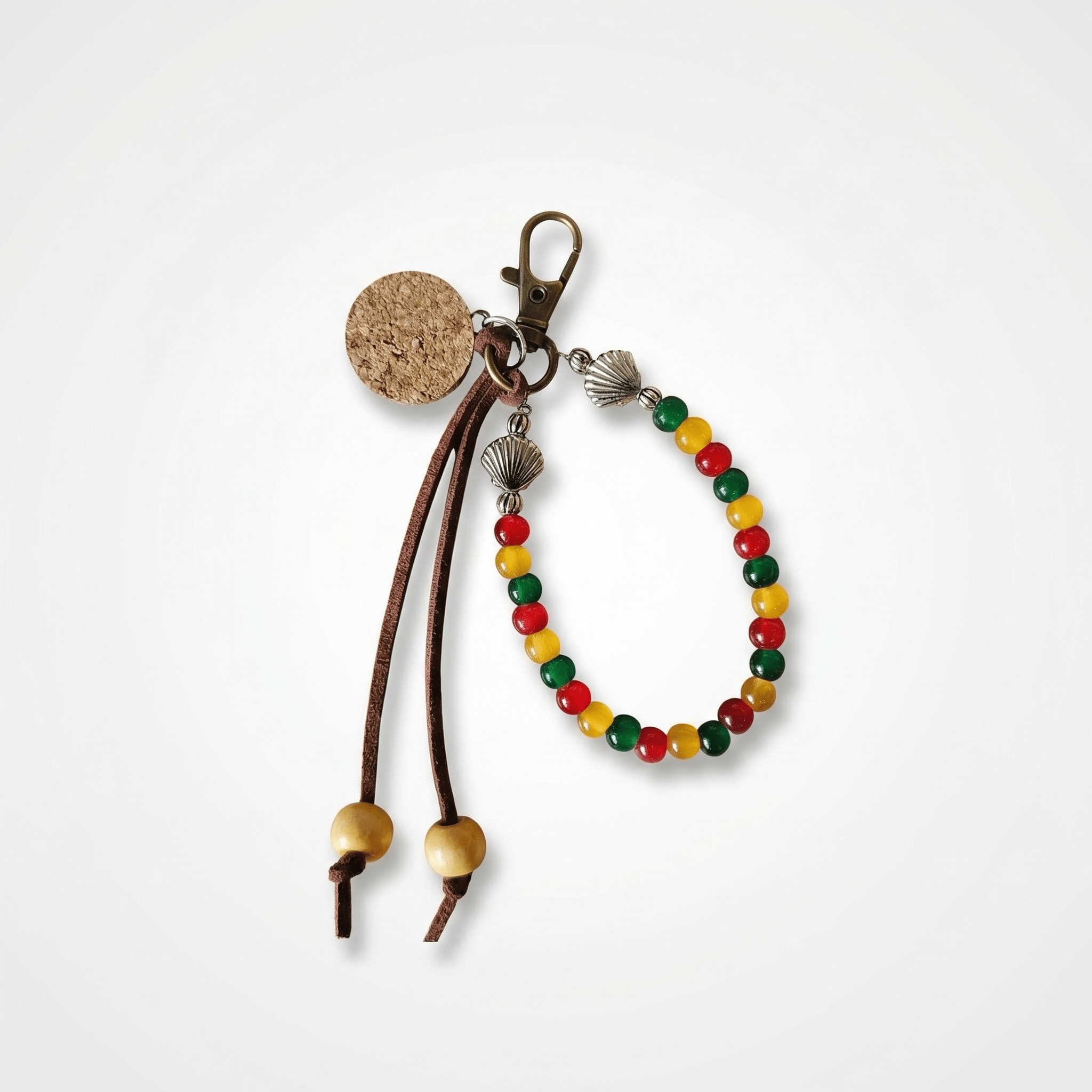 Rasta Beaded Keychain with Tassel Charm handmade - Made by Saloly