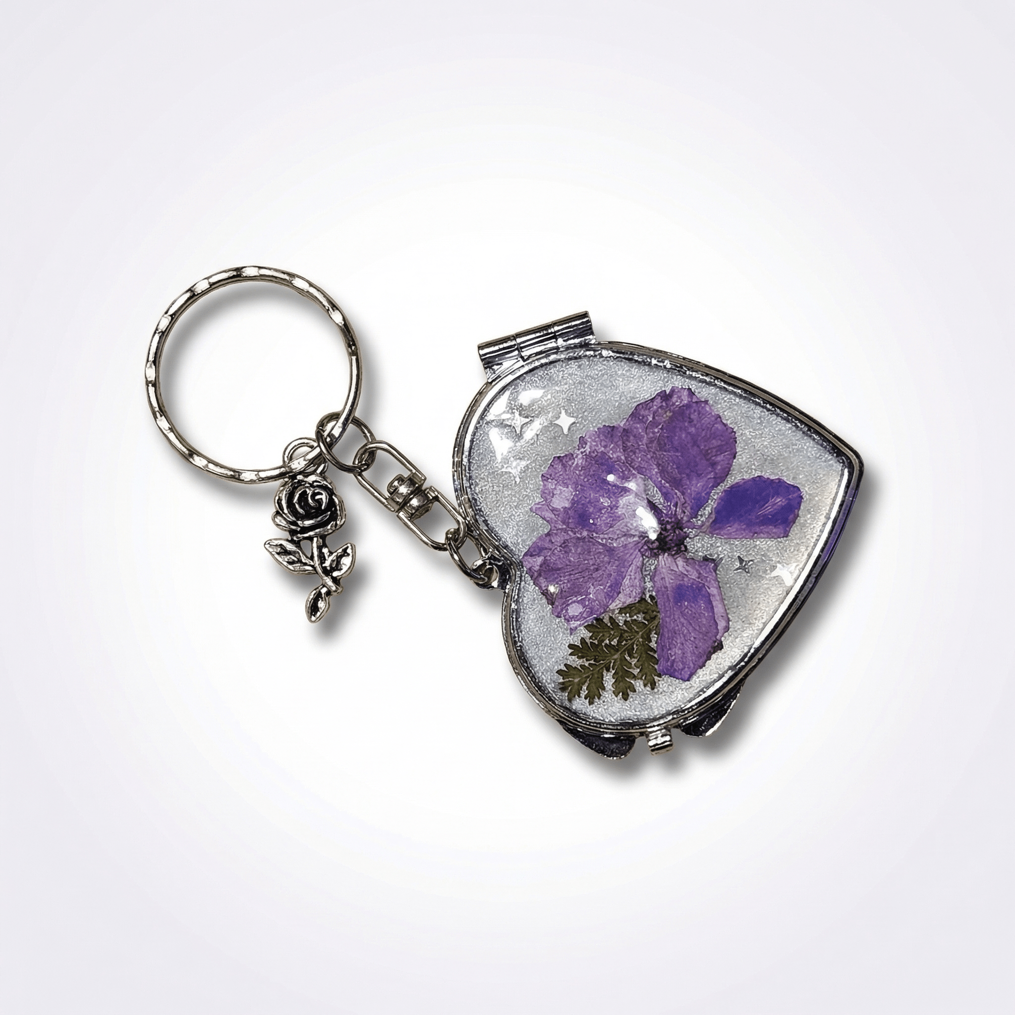 Real Flower With Heart Keychain Mirror handmade - Made by Saloly