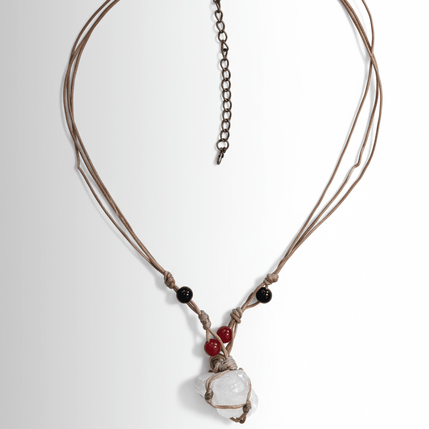 Real Stone With Hippie Necklace handmade - Made by Saloly