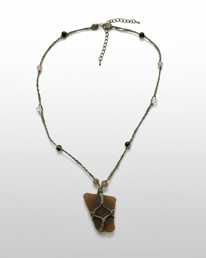 Seaglass With Hippie Necklace handmade - Made by Saloly