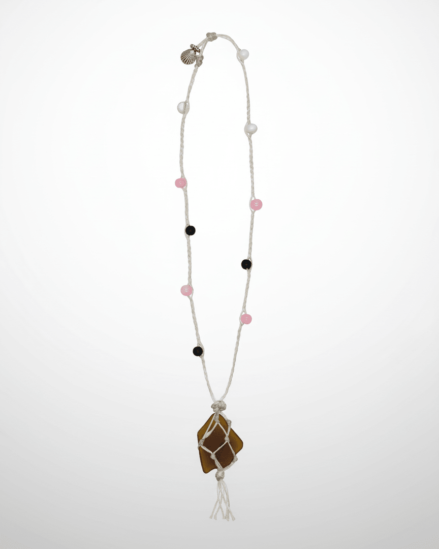 Seaglass With Hippie Necklace handmade - Made by Saloly
