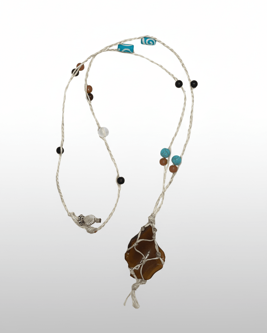 Seaglass With Hippie Necklace handmade - Made by Saloly