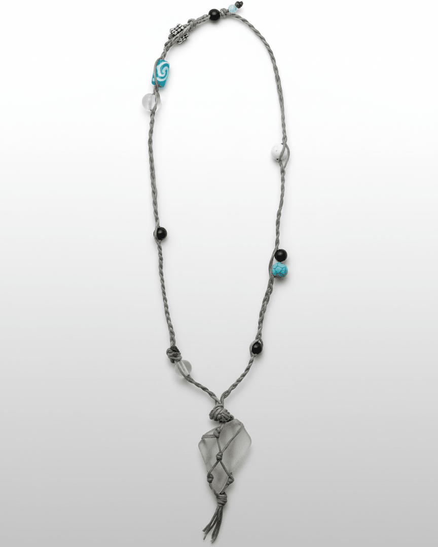 Seaglass With Hippie Necklace handmade - Made by Saloly