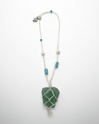 Seaglass With Hippie Necklace handmade - Made by Saloly