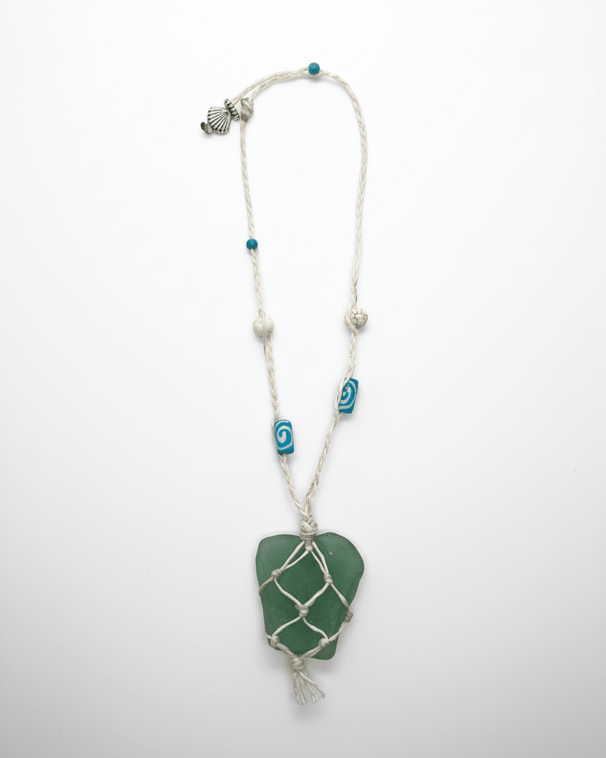 Seaglass With Hippie Necklace handmade - Made by Saloly