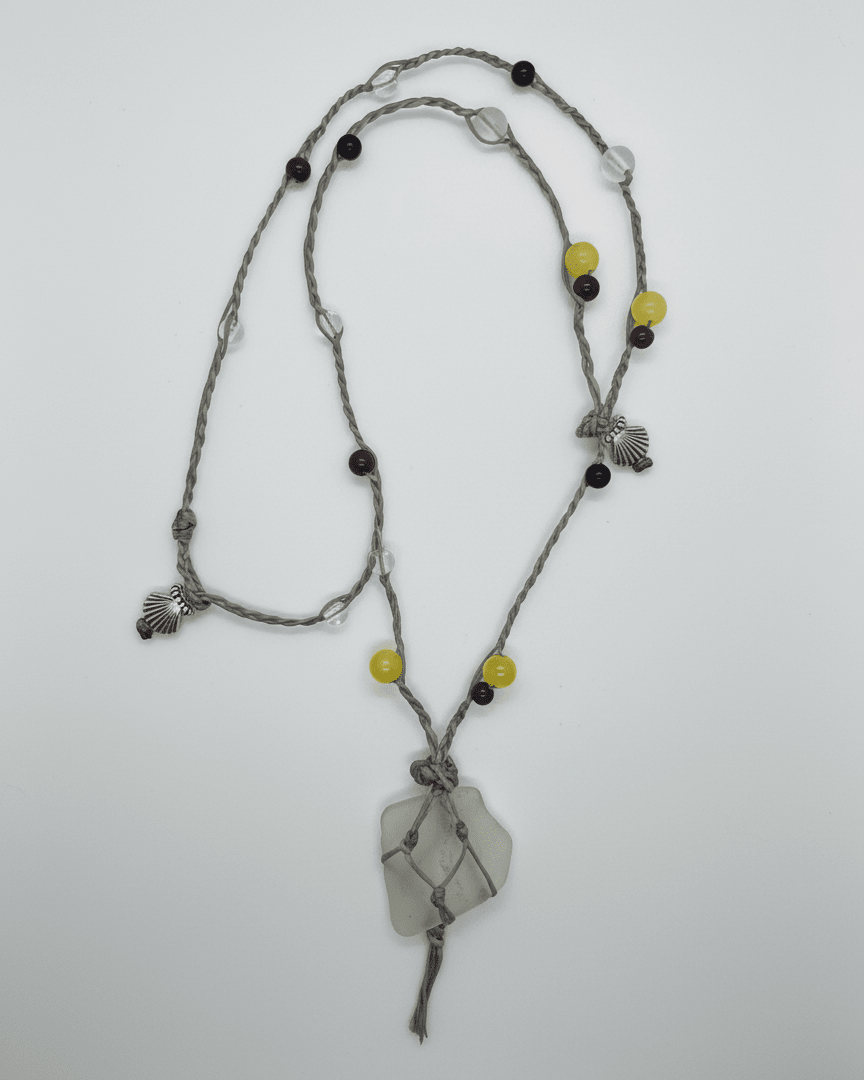 Seaglass With Hippie Necklace handmade - Made by Saloly