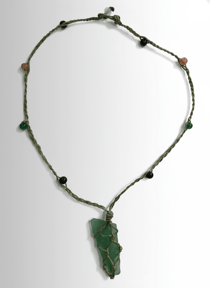 Seaglass With Hippie Necklace handmade - Made by Saloly