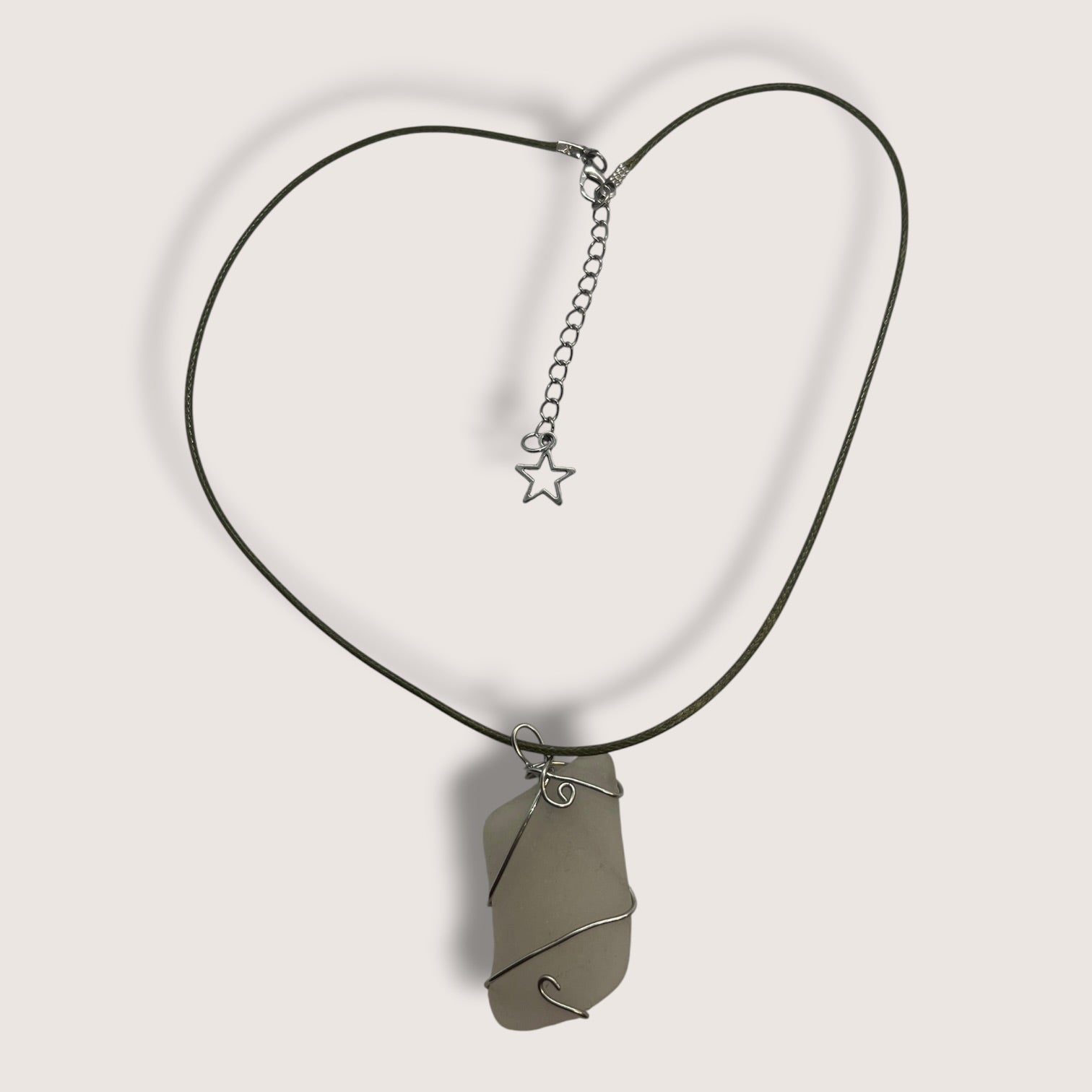 Wire Wrapped Seaglass Pendant Necklace handmade - Made by Saloly