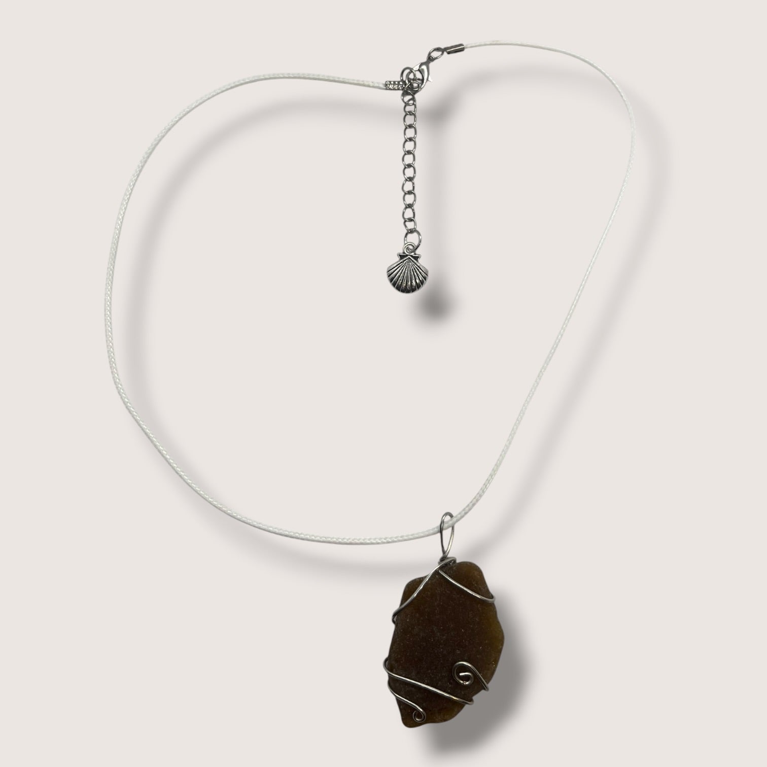 Wire Wrapped Seaglass Pendant Necklace handmade - Made by Saloly