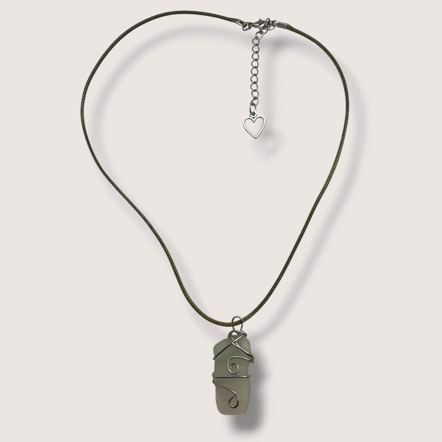 Wire Wrapped Seaglass Pendant Necklace handmade - Made by Saloly
