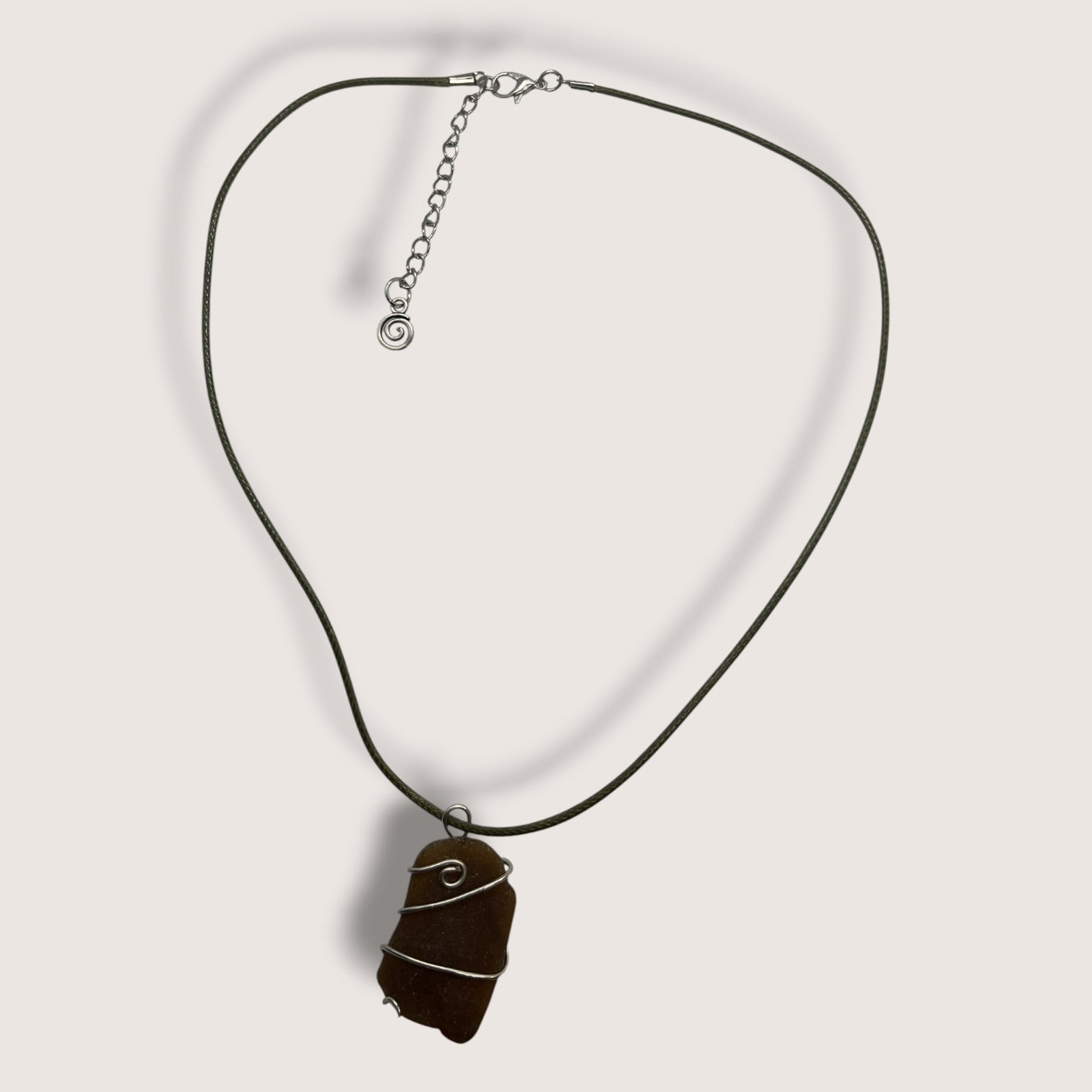 Wire Wrapped Seaglass Pendant Necklace handmade - Made by Saloly