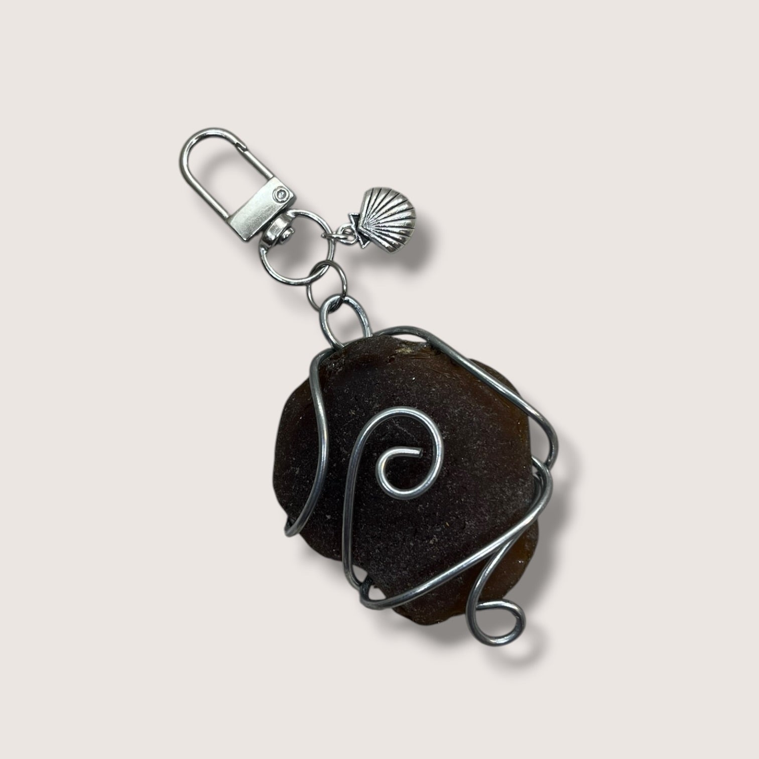 Wire Wrapped Stone Keychain handmade - Made by Saloly