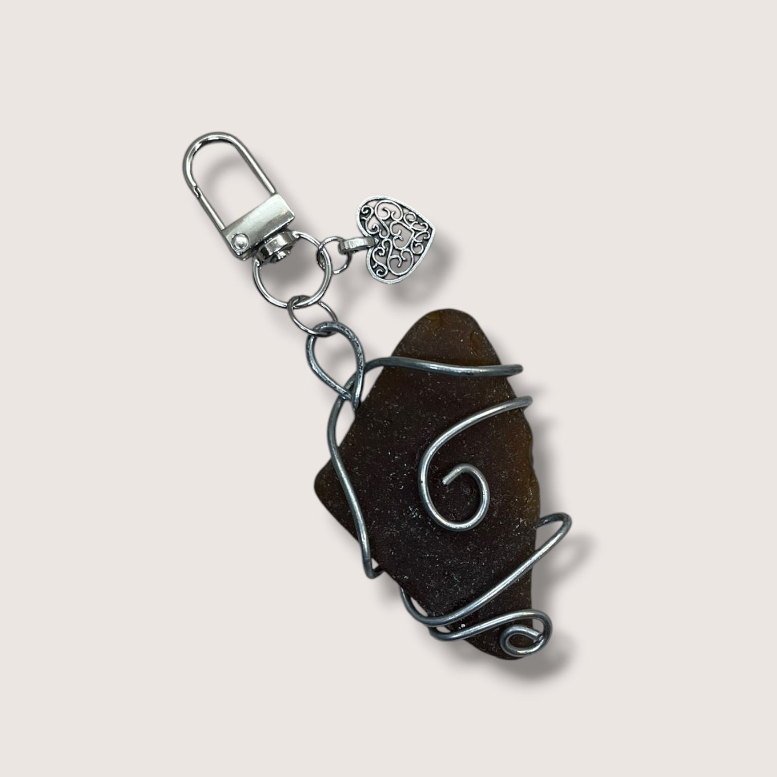 Wire Wrapped Stone Keychain handmade - Made by Saloly