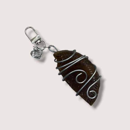 Wire Wrapped Stone Keychain handmade - Made by Saloly